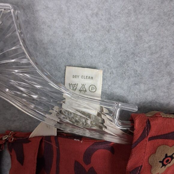 Fenn Wright Manson Womens Silk Blouse Medium Red Floral Asian Oriental Office - Picture 4 of 8